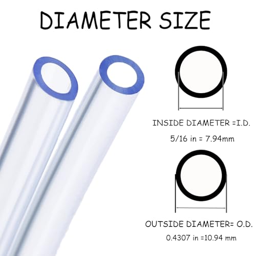 50 Feet PVC- 5/16" ID Clear Vinyl Tubing Food Grade Multipurpose Tube for Beer Line, Kegerator, Wine Making, Aquaponics, Air Hose - size: 5/16" ID, style: 50 Feet