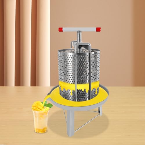 Honey Press Extractor, Household Manual Mesh Honey Press Extractor Machine, Fruit Juice Wine Press, Stainless Steel Beekeeping Extraction for Wine Honey and Juice Making