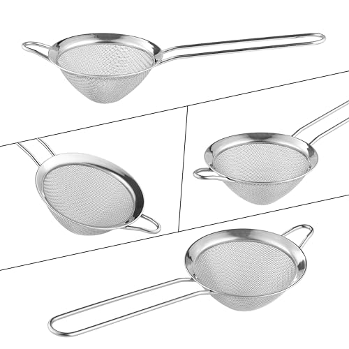 4PCS Fine Mesh Strainer, Mituer Stainless Steel Small Tea Cocktail Drink Strainers for Kitchen and Bar