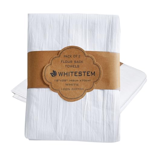 Flour Sack Towels | Tea Towel for Crafts | Kitchen | Dish | Cotton Blank Towel for Embroidery | Baking Bread Proofing Linen Cover | Thick Absorbent Quick Dry | 2 Pack 18"x28" White - color: White, size: 18"x28" - 2 Pack
