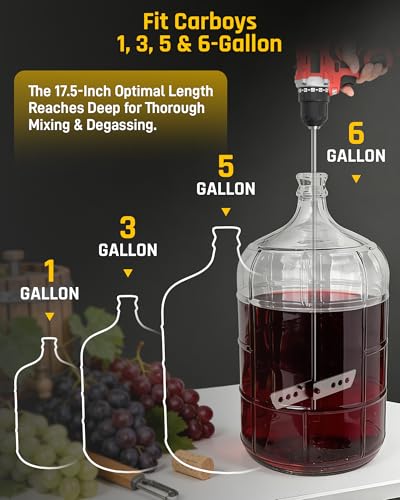 Wyckoff 17.5" Wine Degasser Drill Attachment (Ver.3)Stainless Steel Stirrer | Foldable 17.5-inch Wine Making Mixer Rod, Wine Wand Stirring Paddle for Home Brewing, Wine | Beer | Mead | Kombucha