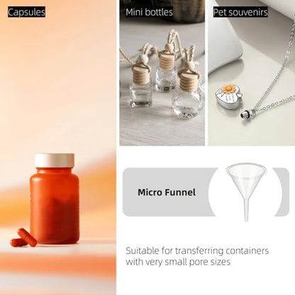 9 Pack Small Funnel Kit 3 Sizes with Droppers for Kitchen Bottles, Essential Oils, Capsules & Pet Souvenirs