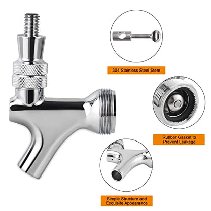 Stainless Steel Stem Beer Keg Tap Self-Closing Beer Tap Faucet Ball Lock Tap Polished Chrome-Plated Brass Beer Faucet Ball Lock Faucet with Ball Lock Quick Disconnect Picnic Corny Keg Tap