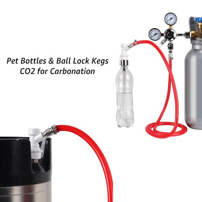 FERRODAY 5.1ft Ball Lock Gas Line Assembly W/SS Carbonation Cap 5/16 Red Long Tubing Gas Tubing Ball Lock Gas Disconnect Set Home Brewing Kit Ball Lock CO2 Gas Hose Assemble for Beer Home Brewing - size: 5ft Gas Line Assembly with Carbnation Cap