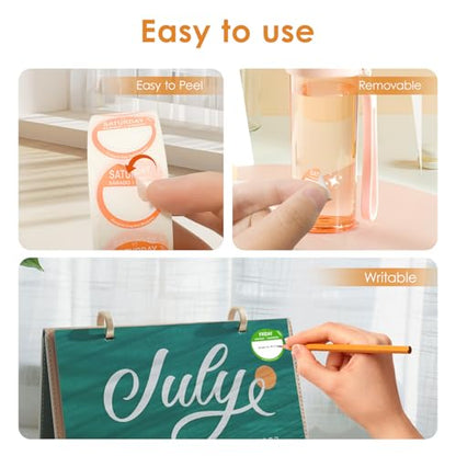 7000 Pcs 1 Inch Risepekt Removable Day Dots Food Labels (Monday-Sunday) 【English Español Français】, Easy to Peel Day of The Week Labels for Restaurant Kitchen Containers, Self Adhesive Date Stickers - color: Risepekt Removable Day Labels