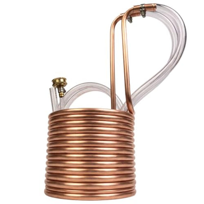 Coldbreak 25Ft. Wort Chiller with Copper Coil - Compact and Basic Immersion Beverage Chiller and Beer Brewing Equipment - 2pcs of 4Ft. Vinyl Tubings with Garden Hose Fitting and Hose Clamps Included - size: 25'