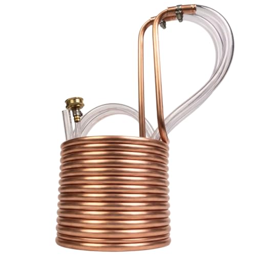 Coldbreak 25Ft. Wort Chiller with Copper Coil - Compact and Basic Immersion Beverage Chiller and Beer Brewing Equipment - 2pcs of 4Ft. Vinyl Tubings with Garden Hose Fitting and Hose Clamps Included - size: 25'
