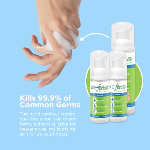 Foam Hand Sanitizer Starter Kit - Kills 99.9% of Common Germs - Alcohol-Free - Moisturizing, Non-Skin Drying, Water-Based Formula - Made in USA - Unscented - 2 x 1.5 oz & 1 x 8 oz Bottles - size: 3.67 Fl Oz (Pack of 3)