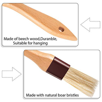 Boao 4 Pcs Pastry Brush, Natural Bristle Basting Brush for Cooking and Baking, BBQ Brushes for Butter, Baster, Oil, Egg, Sauce, Turkey, Grilling, Marinade and Kitchen Food(1, 2, 3 Inch) - size: 1, 2, 3 Inch
