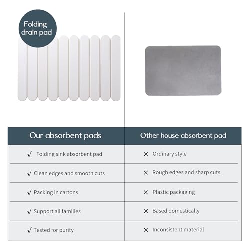 24"×16" White Stone Dish Drying Mats for Kitchen Counter, Large Quick Dry Collapsible Eco-Friendly Super Absorbent Diatomaceous Earth Heat-resistant Mat for Dishes Bottles Cups, Match Any Countertop