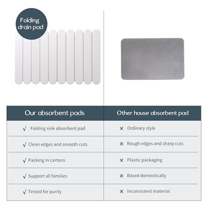 24"×16" White Stone Dish Drying Mats for Kitchen Counter, Large Quick Dry Collapsible Eco-Friendly Super Absorbent Diatomaceous Earth Heat-resistant Mat for Dishes Bottles Cups, Match Any Countertop