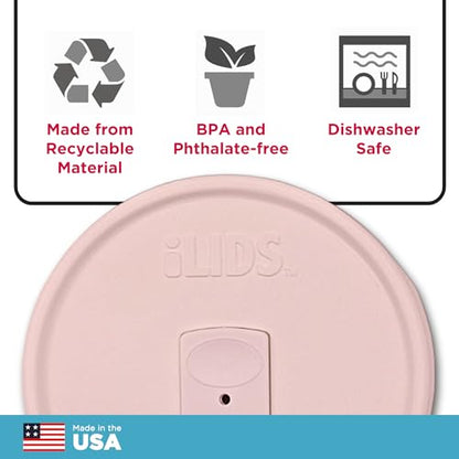 Wide-Mouth Mason Jar Drink Lid - USA Made, BPA-Free, Spill-Resistant for Coffee, Cold Brew & Iced Tea - Fits 3 3/8 in Ball & Kerr Wide Mouth - Pack of 2 - color: Pale Pink