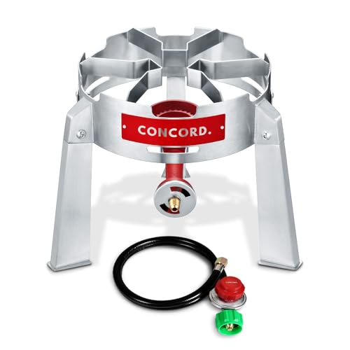 CONCORD Stainless Steel 40 QT Home Brew Kettle Stock Pot + CONCORD Titan Burner, 50,000 BTU Single Propane Stove