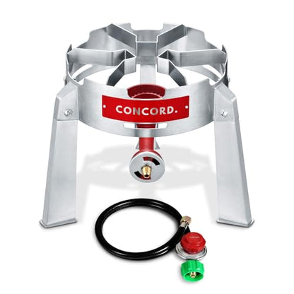 CONCORD Stainless Steel 20 QT Home Brew Kettle Stock Pot + CONCORD Titan Burner, 50,000 BTU Single Propane Stove