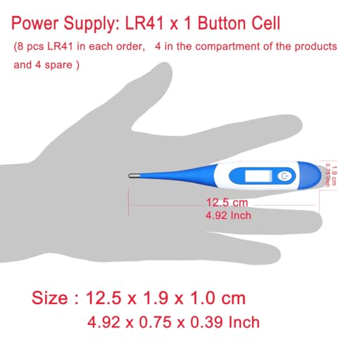 Digital Thermometer，BESTWYA Thermometer for Adult (A, Pack of 4) | Flexible Tip Accurate LCD Reading Oral, Rectal or Under Arm Use