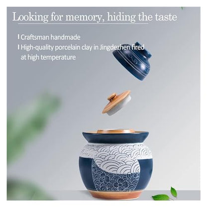 Fermentation Jars，Fermentation Crock Jar,Sauerkraut Crock,Pickle Jar Traditional Chinese Ceramic Fermentation Crock Jar Pickling Jar With Water Seal Airlock Lid,Large Thickened Ceramic Pickle Jar Kimc - size: 3.5KG
