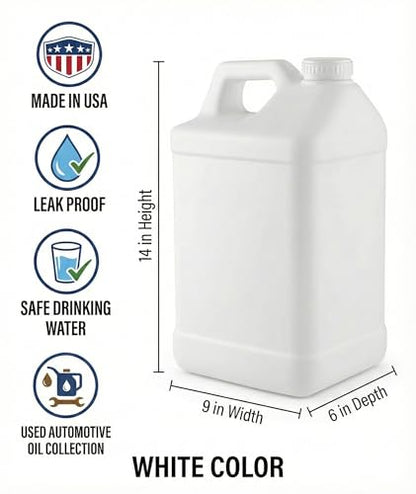 kitchentoolz 2.5 Gallon Water Jug – Heavy-Duty HDPE Carboy for Automotive Used Oil & Liquid Storage – 10 Quart Mixing Container with Secure Lid – Made in USA - White - color: White