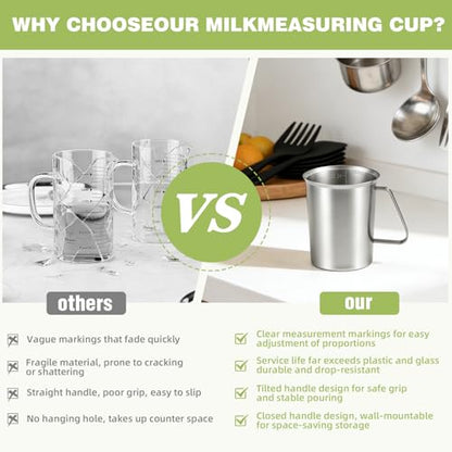 Stainless Steel Measuring Cup with Easy-Read Scales, Unbreakable, Comfort Grip Handle for Cooking, Baking, Mixing Drinks, Pet Food (24oz) - size: 24oz