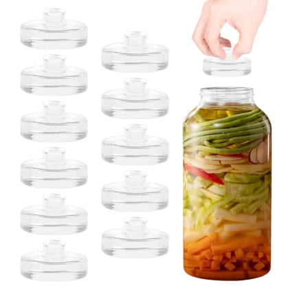 12Pcs Glass Fermentation Weights Kit for Beginners with Easy Grip Handle Transparent Pickle Glass Weights for Wide Mouth Mason Jars Pickles (Style 1) - color: Style 1