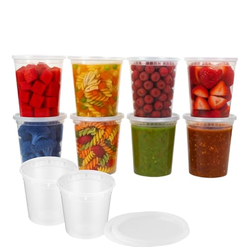 24oz [240 set] Heavy Duty Plastic Deli Container | BPA-Free Food Storage with Airtight Leak‑Proof Lids | Microwave, Freezer & Dishwasher Safe – Stackable, Bulk Reusable Soup & Meal Prep Tub