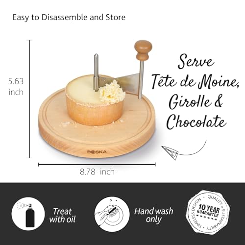BOSKA Cheese Curler Amigo - The Original with 10-year Warranty - Cheese Wheel for i.a. Tete de Moine, Girolle & Chocolate - Cheese Shaver made of Stainless Steel