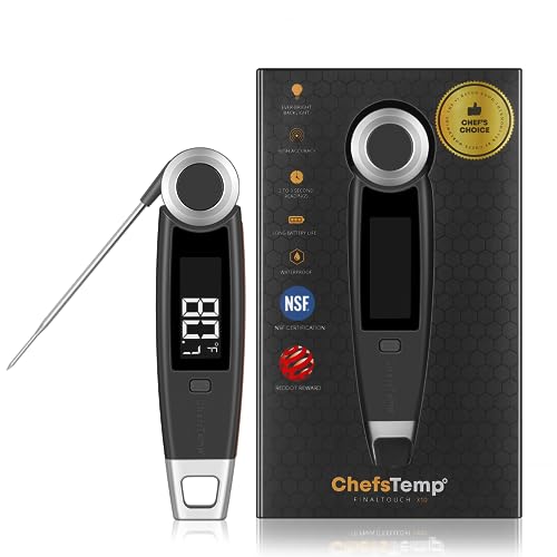 Finaltouch X10 Instant Read Digital Meat Thermometer NSF Certified Waterproof Professional for Cooking Grilling BBQ Baking Candy Oil with Rotating Probe and Backlit Display (Charcoal Gray) - color: Charcoal Gray
