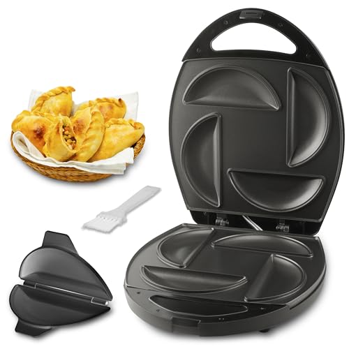 FineMade Electric Empanada Maker Machine with Press Mold, Large Dumpling Maker, Pierogi Maker Press Machine, Make 4 Psc of 6 Inches Large Empanadas, Jamaican Beef Patties,Calzones, Pocket Pies - style: Empanada maker