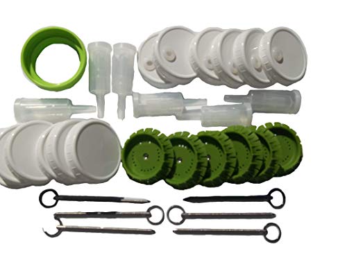 6 Pickle Pusher Small Batch Fermentation Kits. Complete with Airlock and Weight-Replacement. BPA Free. Holds 25X More Than Fermenting Weights. Fits Widemouth Mason Jars Not Included