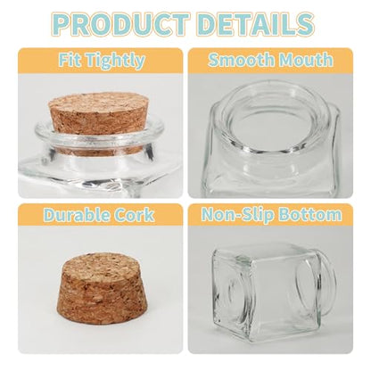 12Pcs 1.7oz Mini Glass Bottles, 50ml small Bottle, Jars with Wood Cork Stoppers, Wish Bottles, Message Bottle for Wedding Favors, Baby Shower Favors, DIY Craft (12)