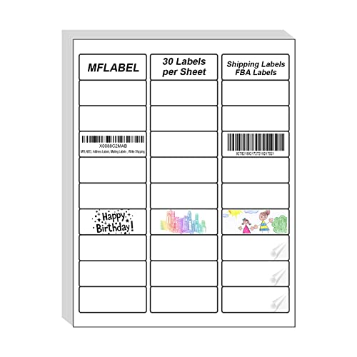 MFLABEL Address Label, 1" x2-5/8 Mailing Sticker, 30-UP White Shipping Labels for Inkjet or Laser Printer, 120000 Sticker Labels (4000 Sheets), 30 Label per Sheet - size: 1" x 2-5/8" (30-up), style: 4000 Sheets