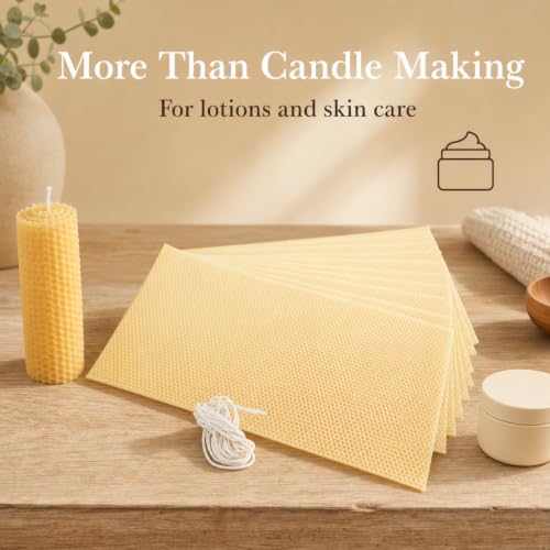 Stakich Candle Making Pure Beeswax Kit, 50 Full Size Sheets - 8 1/8 Inch x 16 3/4 Inch - Comes with Wicking and Instructions - size: 50 Sheets