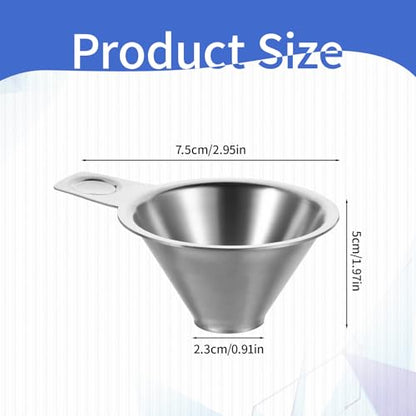 304 Stainless Steel Spice Funnel with Handle, Wide Mouth Canning Funnels Collection Kitchen Spice Jar Oil Bottle Funnel Spill-Free Metal Funnels for Salt Pepper Condiment Sauce 0.91" Bottom