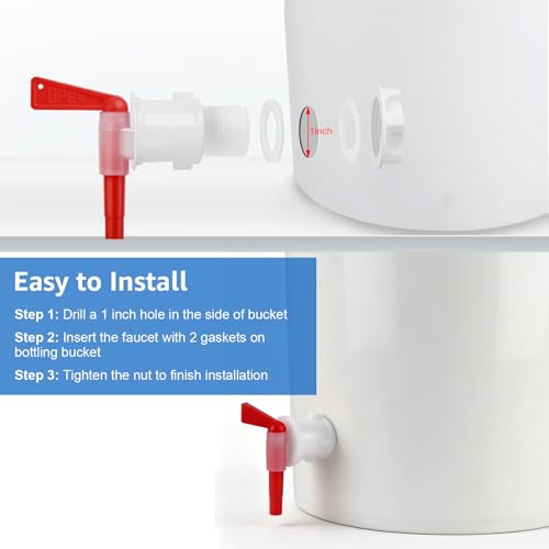 FERRODAY 3 Pack Bucket Spigots for 5 Gallon Bucket Spigot Bottling Bucket Plastic Spigot Fermenting Spout Bottle Spigot Tap Homebrew Wine Making Supplies with 0.4" Barb Spout Spigot for Bucket(Red) - size: 3 Bucket Spigot-Red