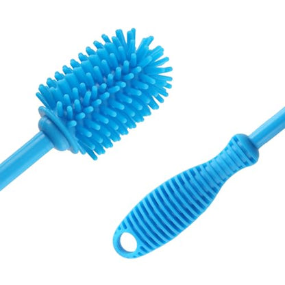 Silicone Bottle Cleaning Brush with Long Handle, BPA Free 12.5" Water Bottle Cleaner for Baby Bottles, Hydro Flask, Sports Bottle, Vase, Glassware, Perfect for Smaller Diameter Bottle Openings