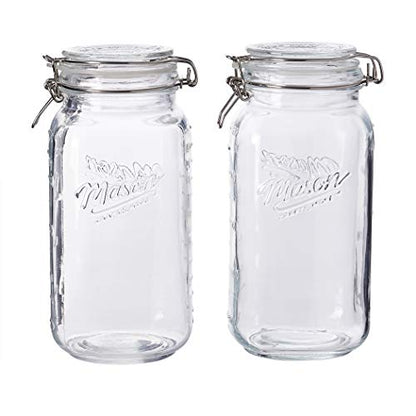 Mason Craft & More Airtight Kitchen Food Storage Clear Glass Clamp Jars, 67 Ounce (2 Liter) Large Clamp Jar - size: 67 ounce (2 liter) Large Jar - Pack of 1