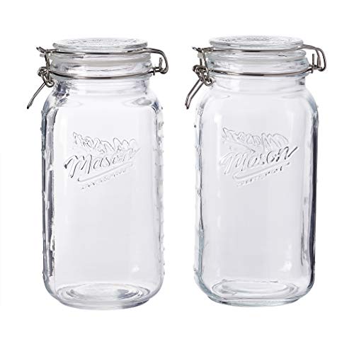 Mason Craft & More Airtight Kitchen Food Storage Clear Glass Clamp Jars, 67 Ounce (2 Liter) Large Clamp Jar - size: 67 ounce (2 liter) Large Jar - Pack of 1