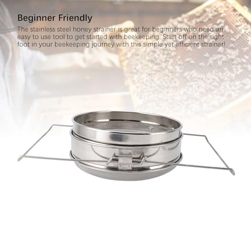 Stainless Steel Honey Strainer Double Sieve, Beekeeping Honey Filter with Extendable Arm, Dual Mesh Debris Strainer for 5 Gallon Buckets, Rust - Stainless Steel Bee Equip