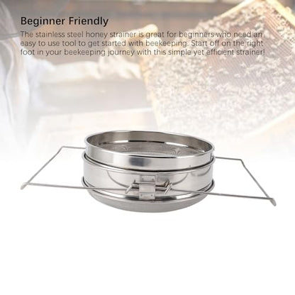 Stainless Steel Honey Strainer Double Sieve, Beekeeping Honey Filter with Extendable Arm, Dual Mesh Debris Strainer for 5 Gallon Buckets, Rust - Stainless Steel Bee Equip