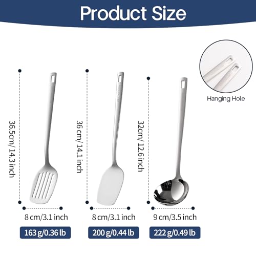 Wok Spatula Set, 18/8 Stainless Steel Kitchen Cooking Utensils Spoon set, 3 Pieces Spatula Set for Kitchen Cooking - size: 18/8 Stainless Spatula Spoon Set of 3