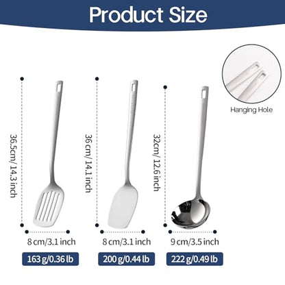 Wok Spatula Set, 18/8 Stainless Steel Kitchen Cooking Utensils Spoon set, 3 Pieces Spatula Set for Kitchen Cooking - size: 18/8 Stainless Spatula Spoon Set of 3
