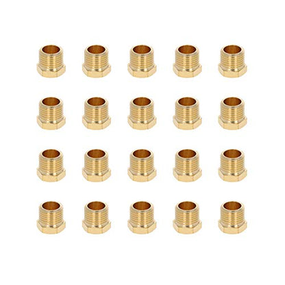 Othmro 20pcs Brass Hex Socket Pipe Fitting, 2/5" Male Thread Hose Adapter Connector Fit for 0.37" Tubes Pipe Plug Fitting Assortment Set for Garden Pipe Pneumatic Solenoid Valve Gold - size: 20pcs 2/5"