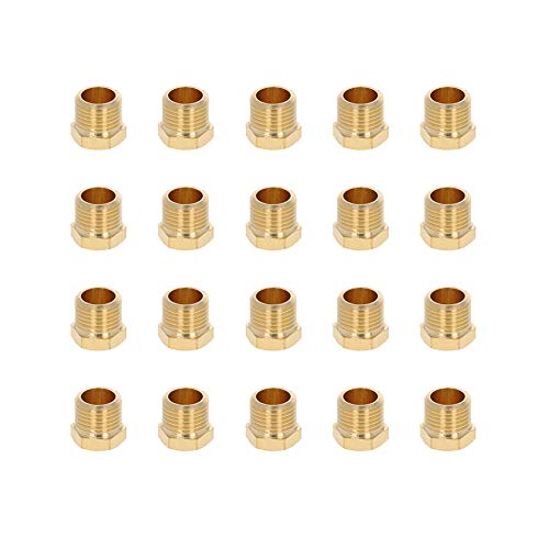 Othmro 20pcs Brass Hex Socket Pipe Fitting, 2/5" Male Thread Hose Adapter Connector Fit for 0.37" Tubes Pipe Plug Fitting Assortment Set for Garden Pipe Pneumatic Solenoid Valve Gold - size: 20pcs 2/5"