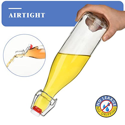 Clear Glass Bottle with Swinging Top for Airtight Lids, 16oz 10 Pack Beer Bottles with Flip Caps, Home Brewing and Fermentation Kombucha, Vanilla Extract, Beverage, Water, Kefir - size: 16 Ounces