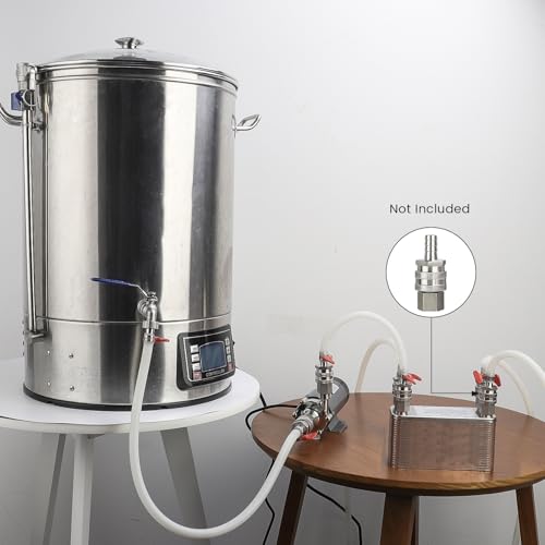 MRbrew Wort Chiller 60 Plates, Brazed Plate Copper Heat Exchanger for Homebrew, Stainless Steel 7.5" x 2.9" Plate,1/2 &3/4 NPT Thread Connection Hot Liquid Accelerated Cooler Quick Beer Cooling System