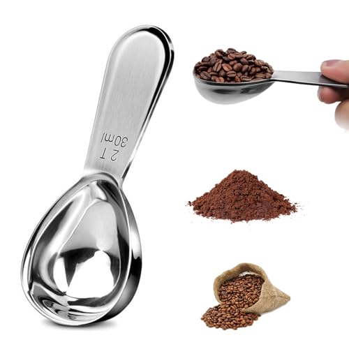 18/8 Stainless Steel Coffee Scoop, 2 Tbsp (30ml) Short Handle Measuring Spoon for Precise Measurement of Ground Coffee, Tea, Sugar, Flour