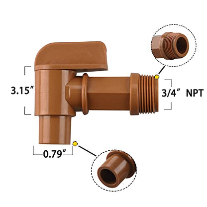 8Pcs 3/4” Male Barrel Faucet for 5 Gallon Water Jugs Plastic Drum Faucet Spigot Replacement Water Spigot by MUGLIO (Brown) - size: 8 Pack