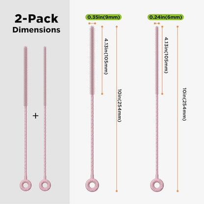 Silicone Straw Cleaner Brush, 2 Pcs Reusable Cleaning Brushes for Straws, 6mm&9mm, Pink - color: Pink