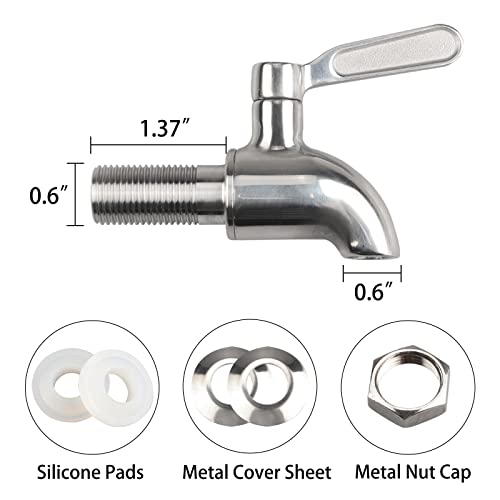 Stainless Steel Replacement Spigot 16mm（5/8 inch）Opening Polished for Beverage Dispenser Carafe by MUGLIO - color: Silver