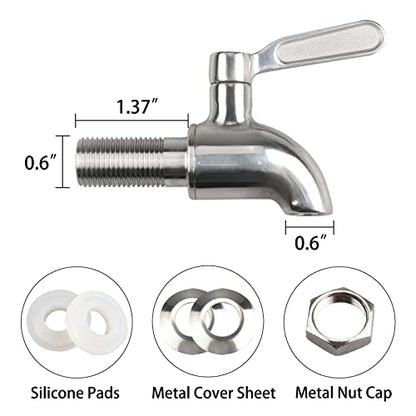 Stainless Steel Replacement Spigot 16mm（5/8 inch）Opening Polished for Beverage Dispenser Carafe by MUGLIO - color: Silver
