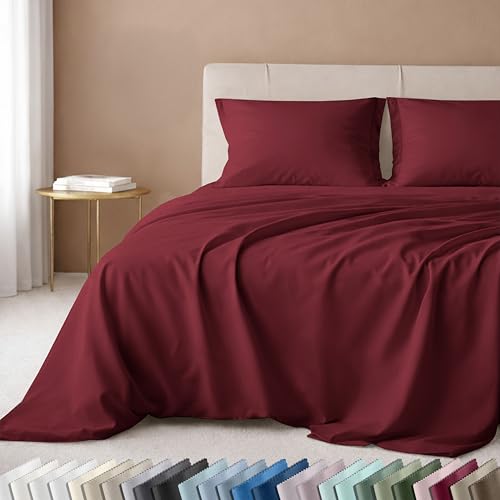 California Design Den 100% Cotton Twin Sheets Set - Luxury 600 Thread Count, Sateen Weave, Deep Pocket Sheets Twin Size Bed Set - Brick Red - color: 26 - Brick Red, size: Twin